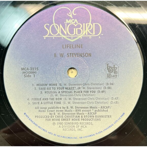 B.W. Stevenson Lifeline Vinyl LP Country 1980 PROMO Songbird 3215 + Insert - Picture 2 of 9